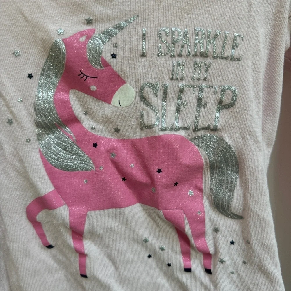 Carter’s 2T Girls Pink I Sparkle in My Sleep Unicorn Long Sleeve Pajama Top